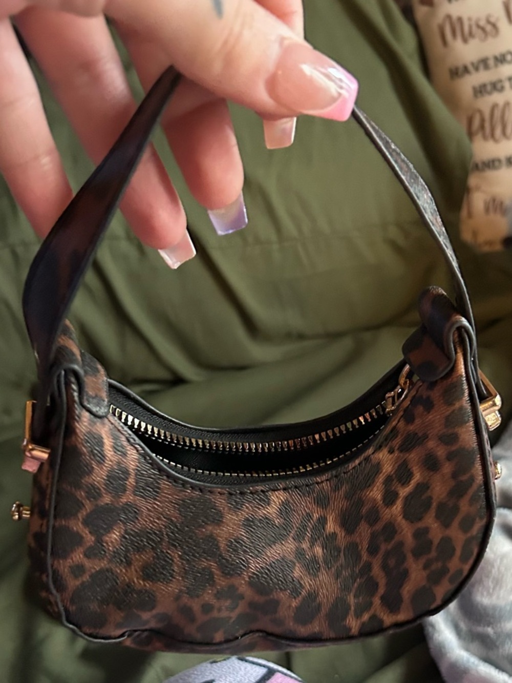 SHEIN Leopard Print Mini Shoulder Bag - Brown Black